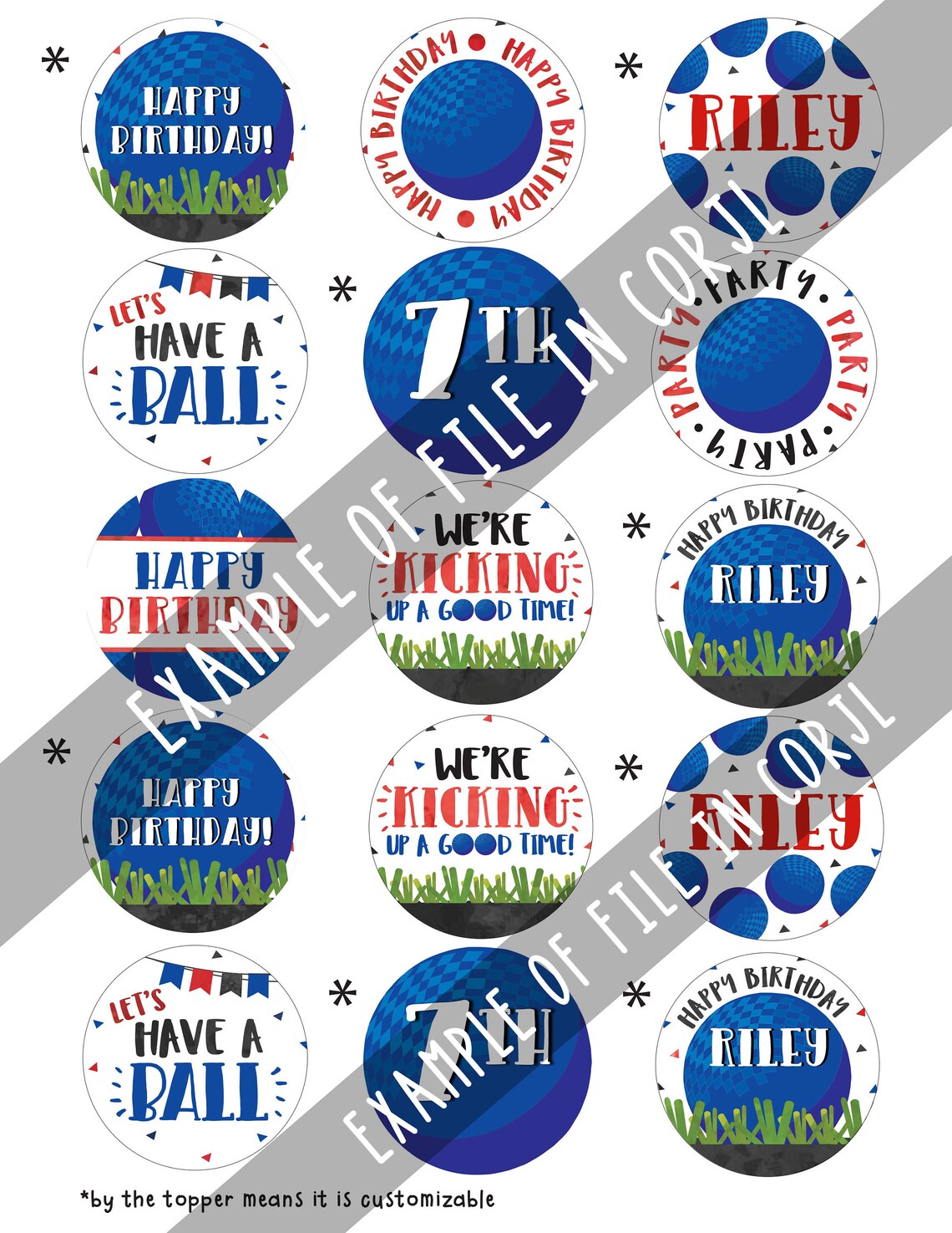 Kickball Cupcake Toppers Dodge Ball Cupcake Toppers Kickball Etsy