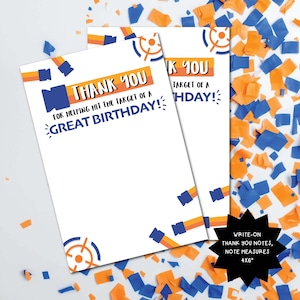 Dart Gun Birthday Thank You Notes (digital file)