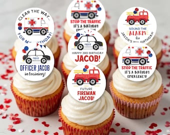 Ersthelfer Cupcake Toppers: Feuerwehr, Polizei, Sanitäter (Digitale Datei)