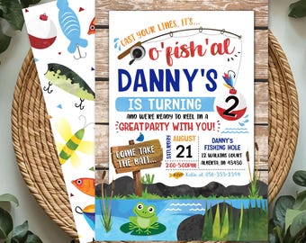 Editable Fishing Birthday Invitation, O'Fishal party Invite, Printed or Digital