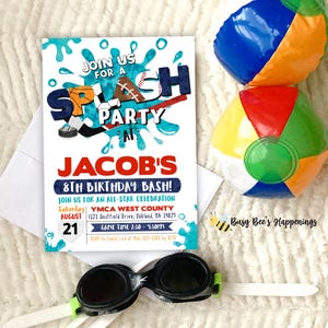 Sports Splash Water Birthday Party Invitation, Sports Splash Party, Outdoor Summer Sports water, Sports Invite, Basketball, Hockey, Baseball