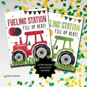 Green Tractor Birthday Signs: Red Tractor Party Decorations (Digital file)