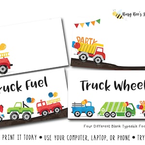 Transportation Food Tents Truck Birthday Food Tents  Transportation Birthday Decorations Dump Truck food Digital File Busy bee's Happenings