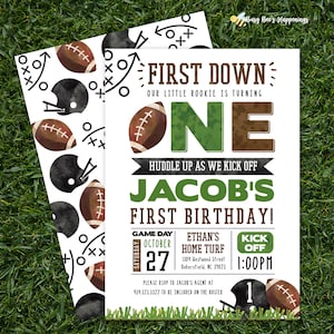 Football 1st Birthday Invitation: Rookie Year Party (Digital or Printed), First Down