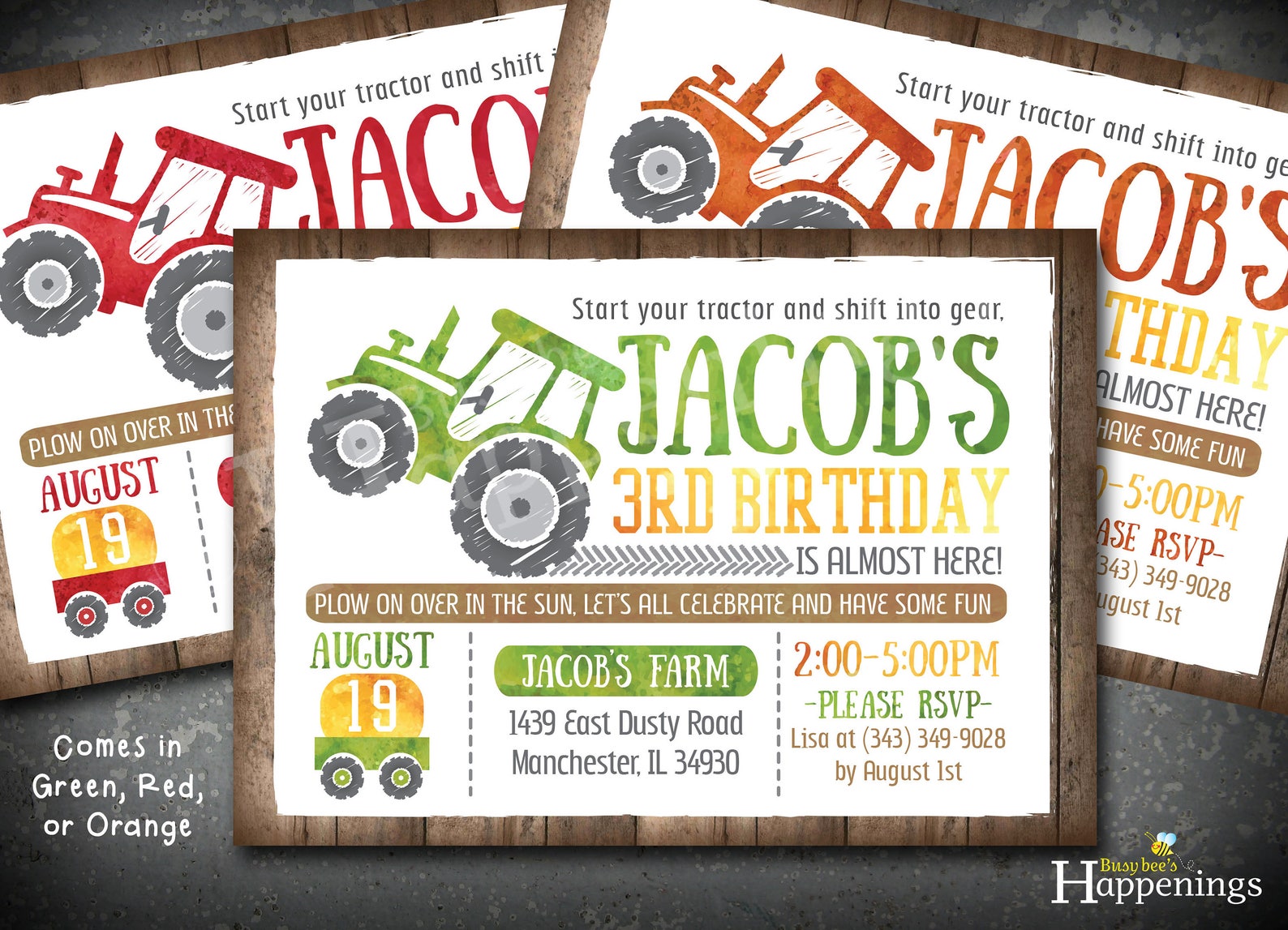 Tractor Birthday Invitation Tractor Invite John Deere Invite Etsy