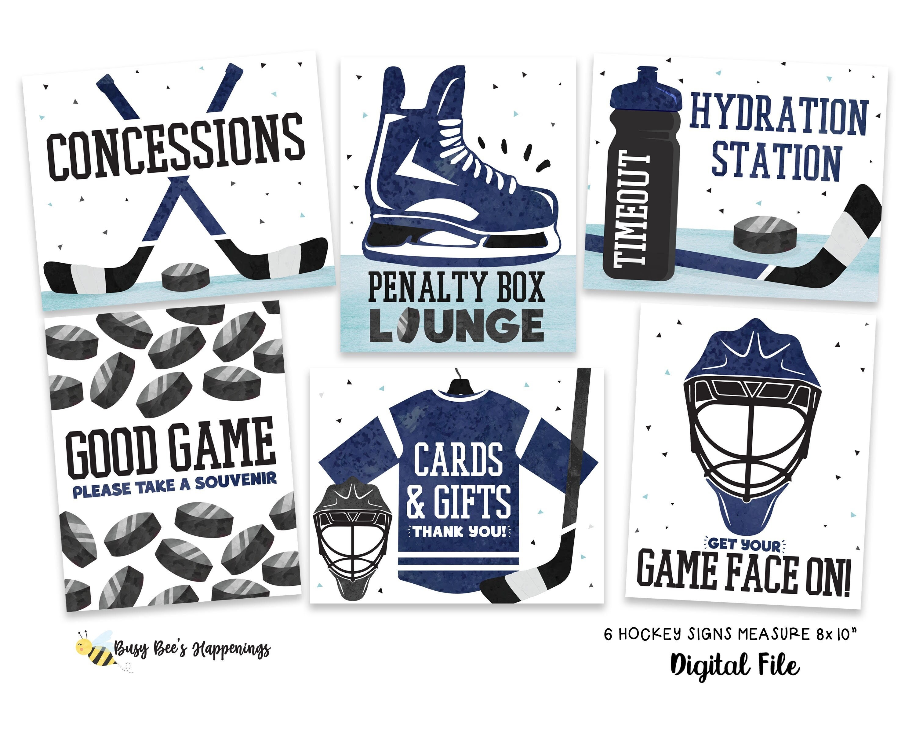 Hockey Birthday Signs Hockey Party Signs Sports Party Signs Ice Skating Birthday Signs Hockey Decorations Digital File Busy bee's Happenings