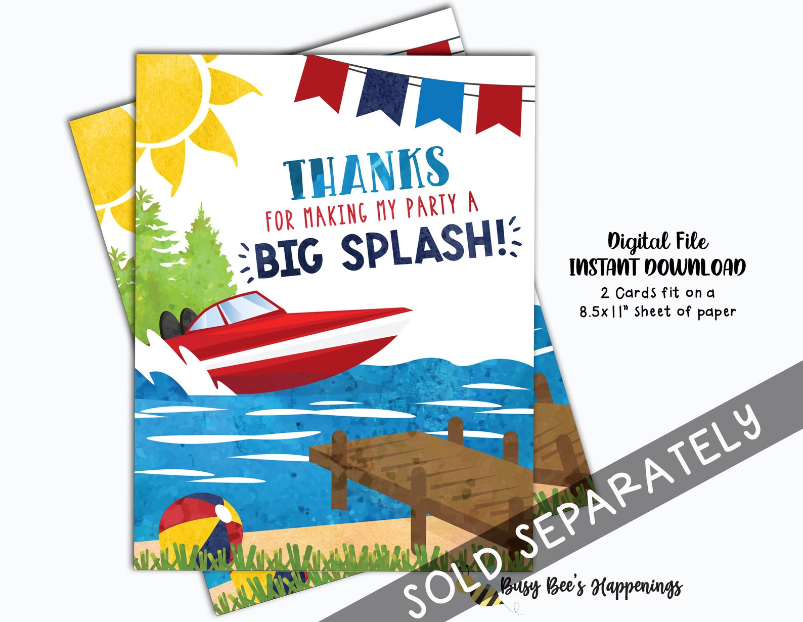 Boat Birthday Invitation Speed Boat Birthday Lake Birthday Etsy