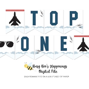 Top One Jet Birthday Banner: Airplane Party Decorations (Digital File)