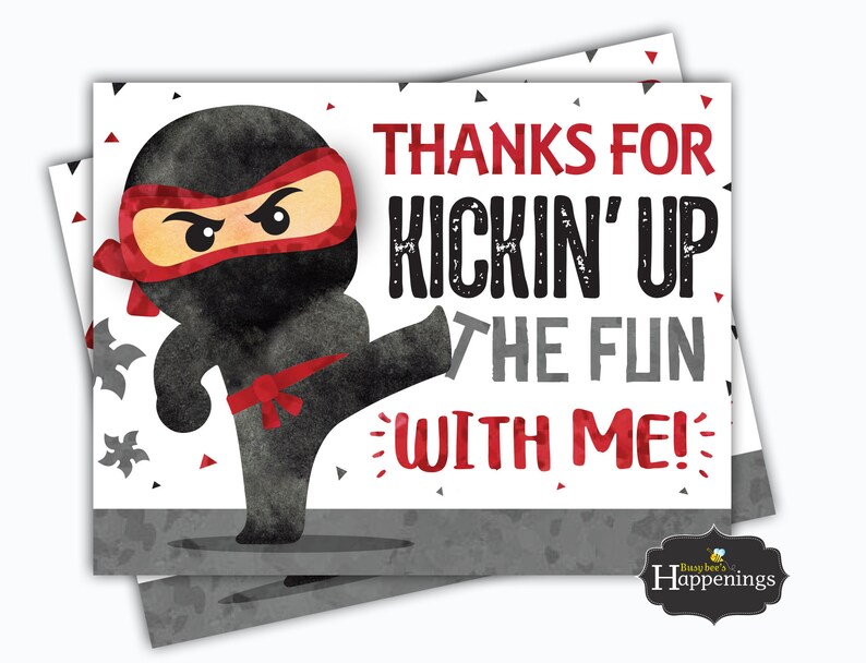 Ninja Birthday Thank You Ninja Birthday Party Ninja Party - Etsy