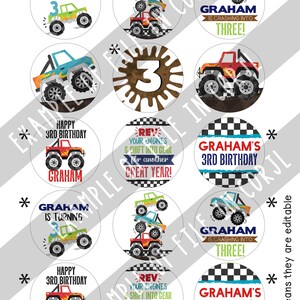 Monster Truck Birthday Cupcake Toppers Monster Truck Party Monster ...