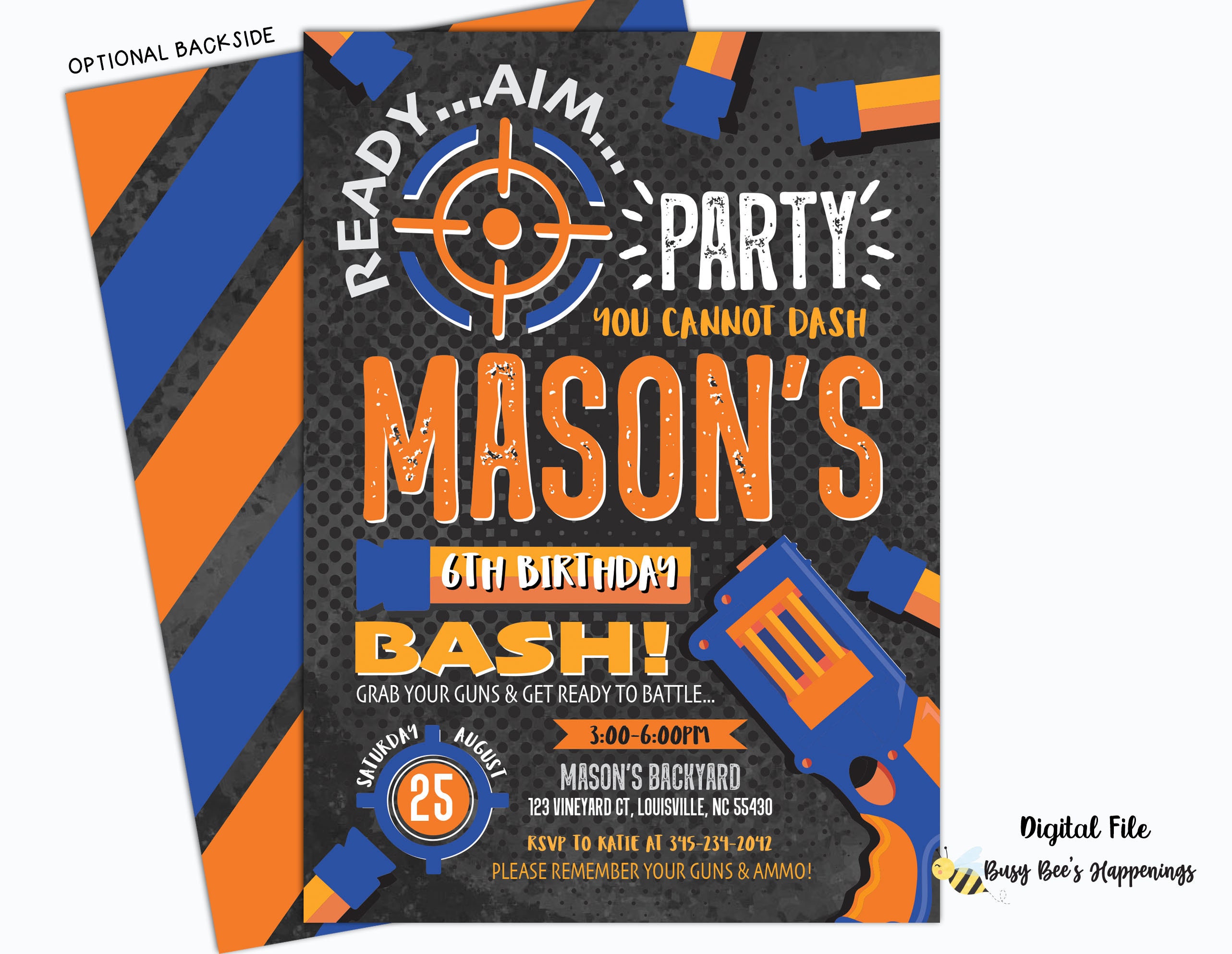 Dart Guns Birthday Invitation Darts Invitation Dart Guns Party Etsy 日本