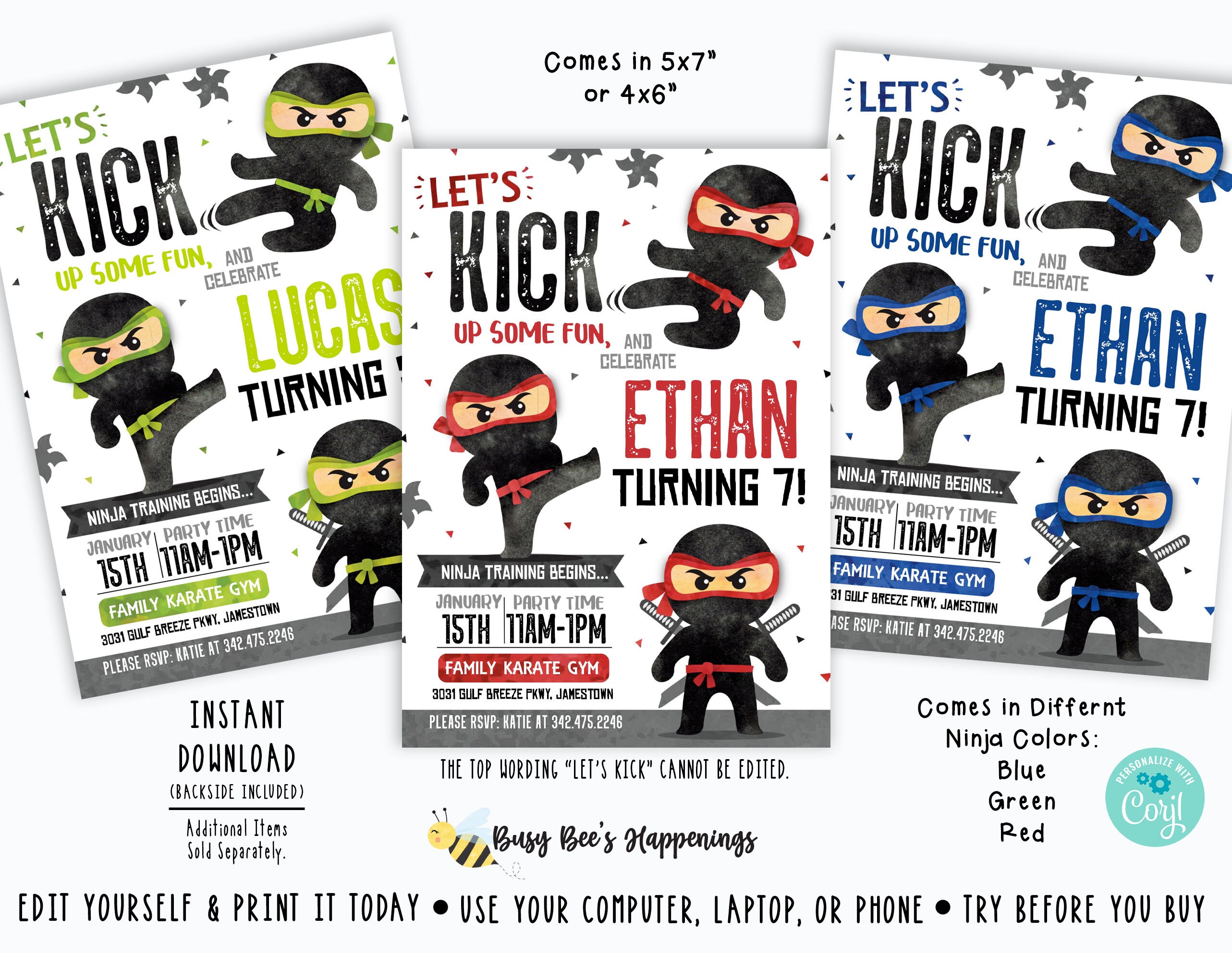 Ninja Invitation Arts Invite Birthday - Etsy