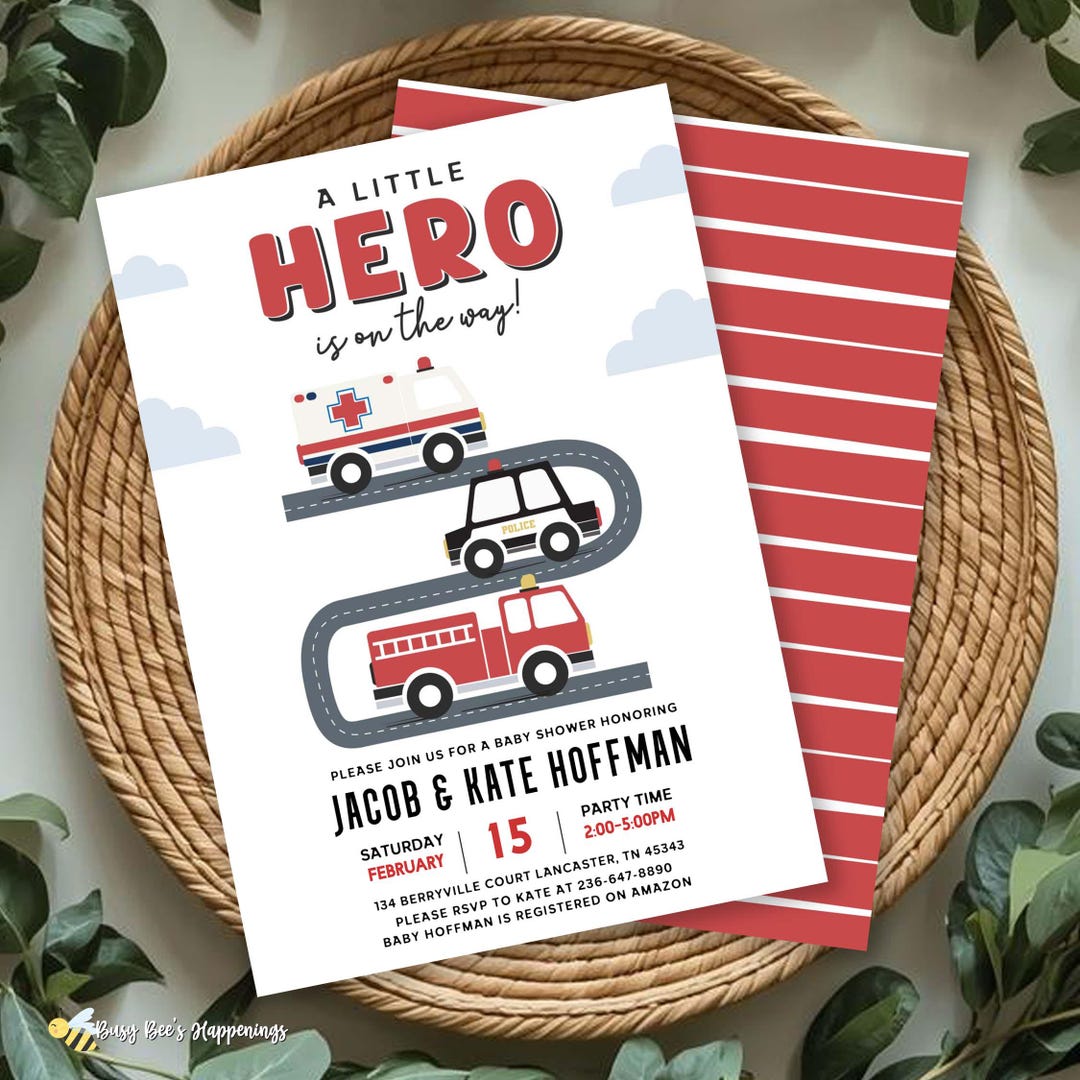First Responder Baby Shower Invitation | Firefighter, Police, EMS ...