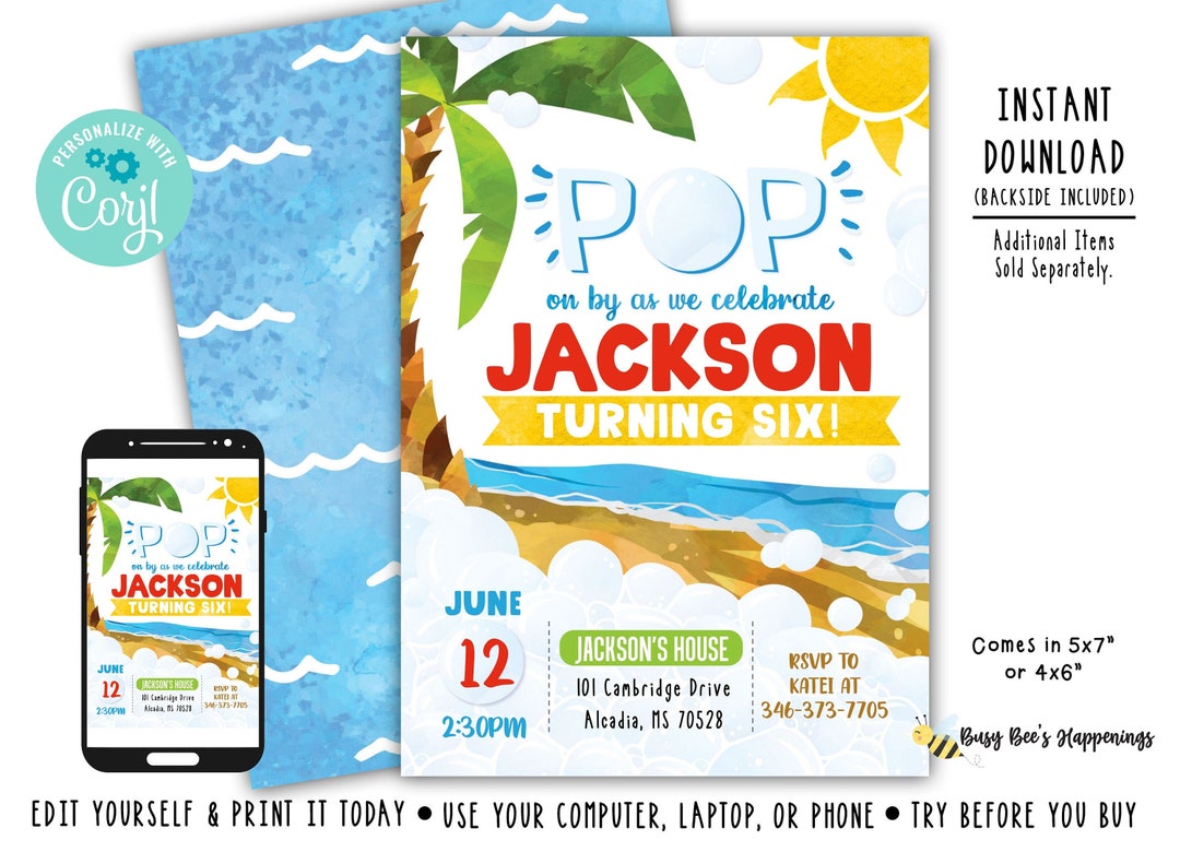 Foam Birthday Invitation Foam Party Foam Party Invite Foam Party