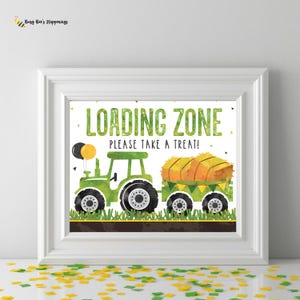Green Tractor Birthday Signs: Red Tractor Party Decorations (Digital file)