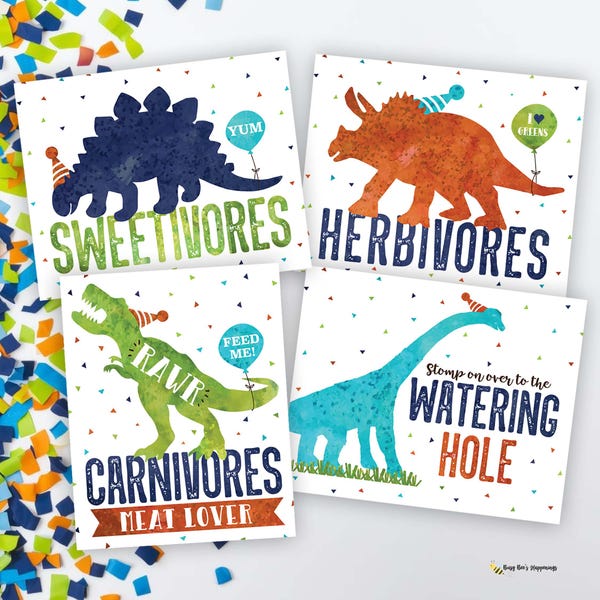 Dinosaur Birthday Party Signs: T-Rex Theme (Digital Download)