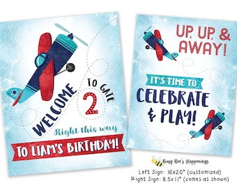 Airplane Birthday Signs Plane Signs Airplane Signs Airplane Birthday Signs Flying Birthday Printable Plan Digital File Busy bee's Happenings