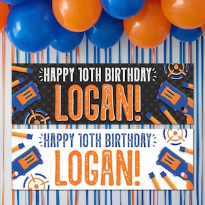 Dart Guns Birthday Banner, Personalized Backdrop (Digital File)