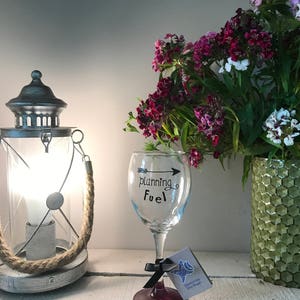 Fiona A special Friend hand painted wine glass purple base