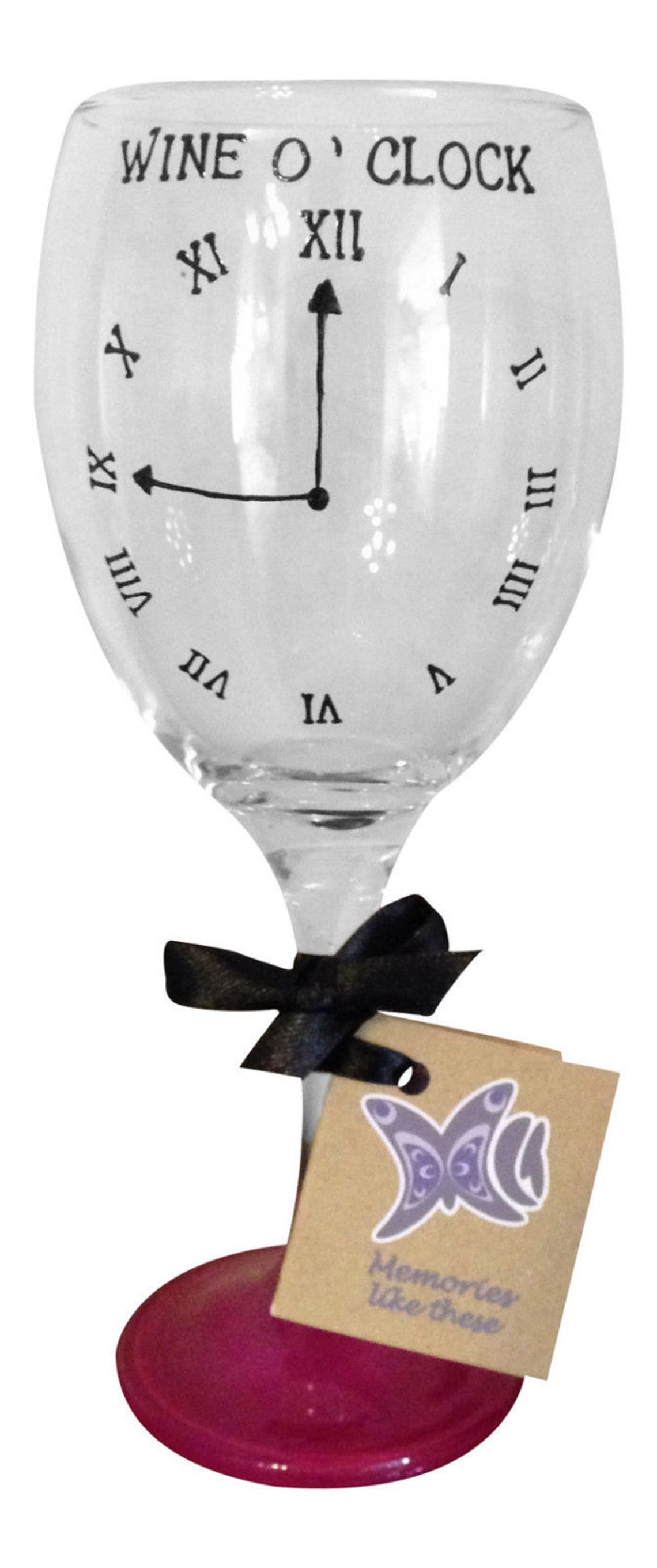 Hand Painted Wine O'Clock Wine Glass with toman numerals Etsy