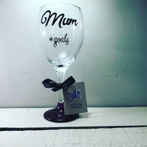 Fiona A special Friend hand painted wine glass purple base