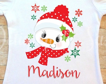 Snowman Shirt, Christmas Shirt, Girls Christmas Shirt, Girls Snowman Shirt, Toddler Shirt, Girls Christmas Apparel, Holiday Shirt