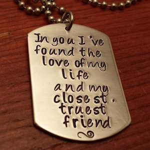 Hand gestempeld-gepersonaliseerde-hond tag-True lovexlove van mijn leven-Waarste vriend-Beste vriend-Beste vriend-Liefde van mijn leven cadeau-Valentijnsdag