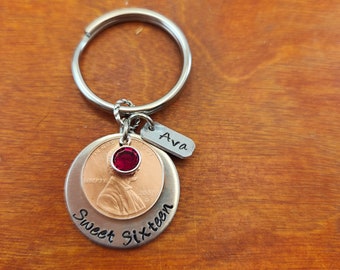 Sweet 16 Birthday Penny celebration key chain