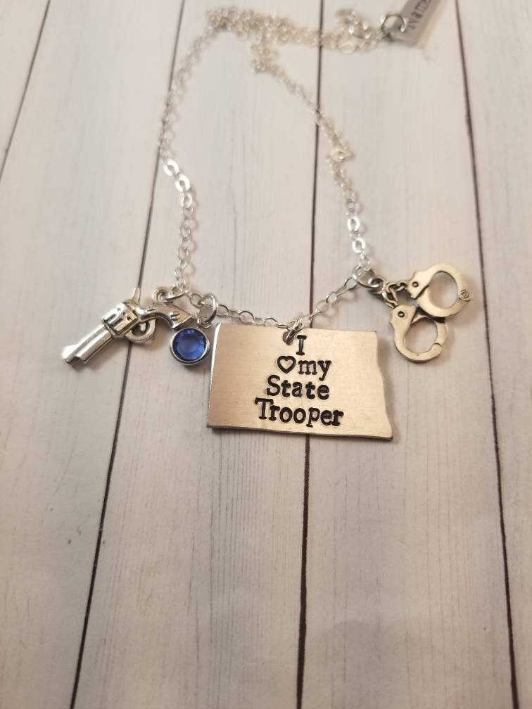 North Dakota State Trooper Wife Necklace, Law Enforcement