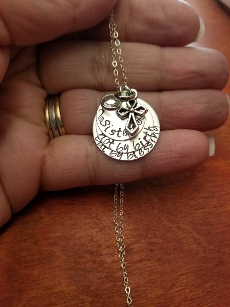 Sisters not by birth but by blessing necklace Hand Stamped | Etsy