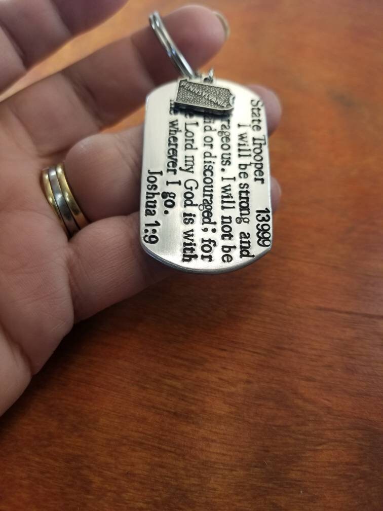 Penn State Rope Key Chain Pennsylvania State Trooper Joshua 1:9 Key Chain, Sheriff Gift, Hand ...