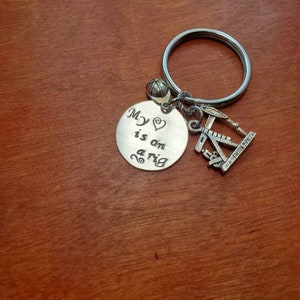 Oilfield Wife Key Chain, Hand stamped sterling silver on a rig oilfield keychain, Oilfield Gift