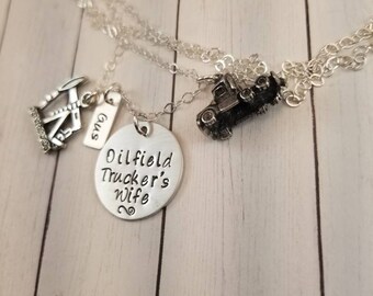 Oilfield Trucker's Wife Semi Truck Necklace, Oil Rig Oilfield