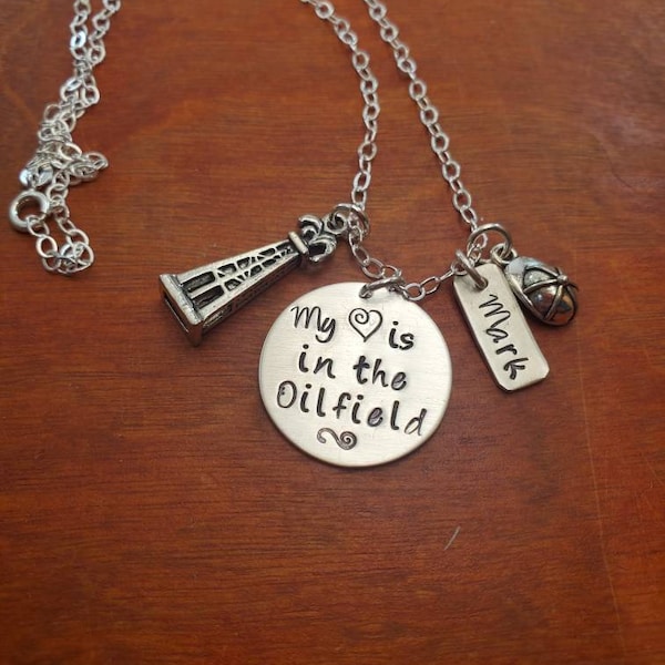 Oilfield wife necklace, My heart is in the oilfield