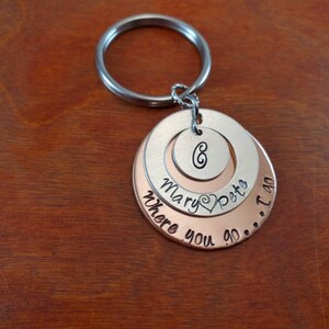 Where you go...I go Initial keychain, Couple Personalized gift