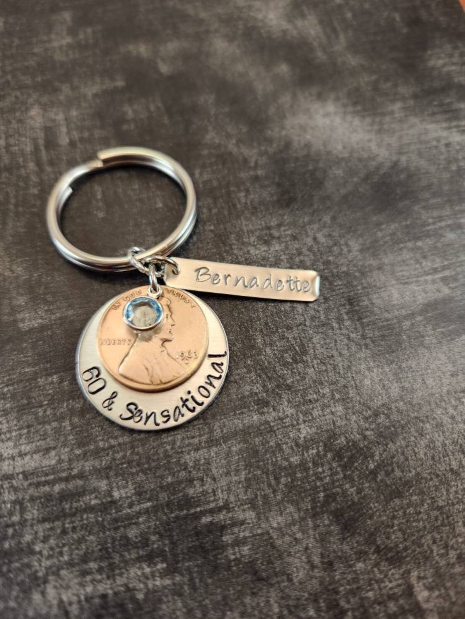 60th Key 60th Birthday Penny Celebration Key Chain - Etsy