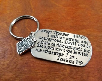 Arizona State trooper Joshua 1:9 key chain,