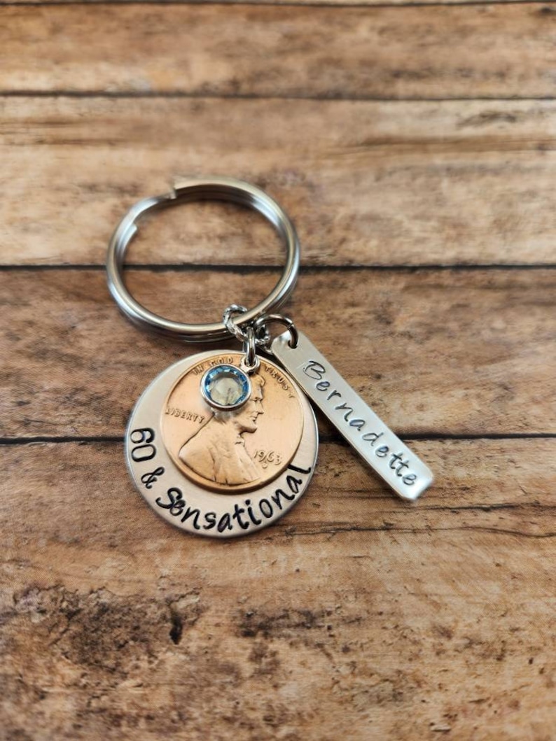 60th Birthday Penny Celebration Key Chain - Etsy