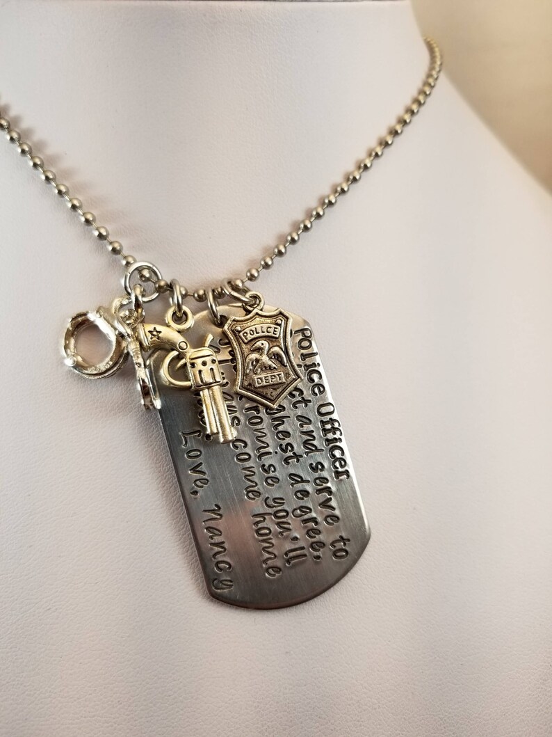 Hand Stamped Personalized Police Officer key chain State Etsy