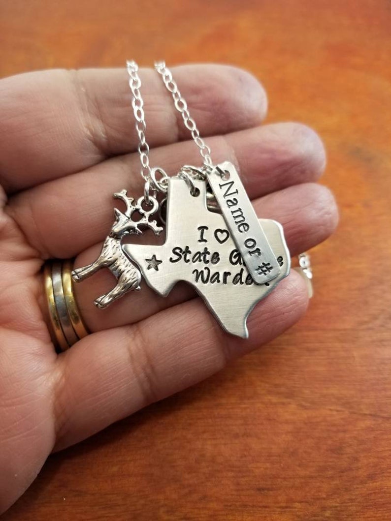 Hand Stamped Texas Game Warden Wife Necklace Game Warden Etsy
