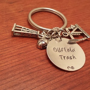 Oilfield Trash key chain, Oilfield key chain, Oilfield accessory, Derrick key chain, Oil rig key chain, roughneck key chain, roughneck gift
