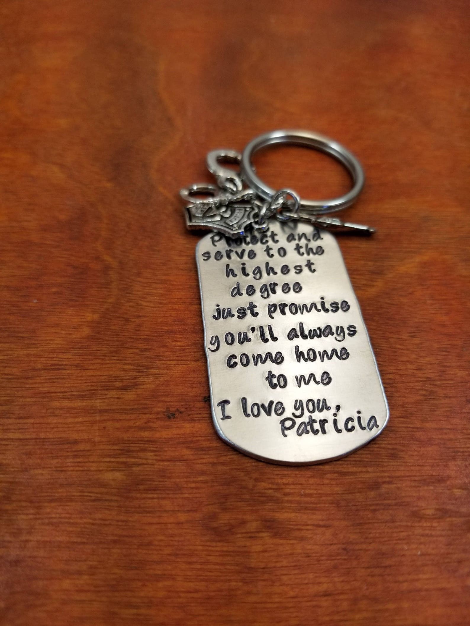 Cadena de claves de oficial de policía personalizado con sello Etsy