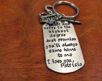 Protect and serve police Officer key chain