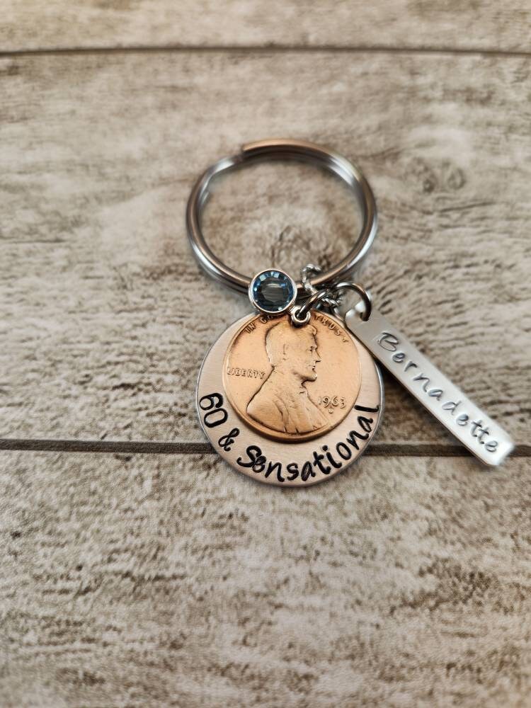 60th Birthday Penny Celebration Key Chain - Etsy