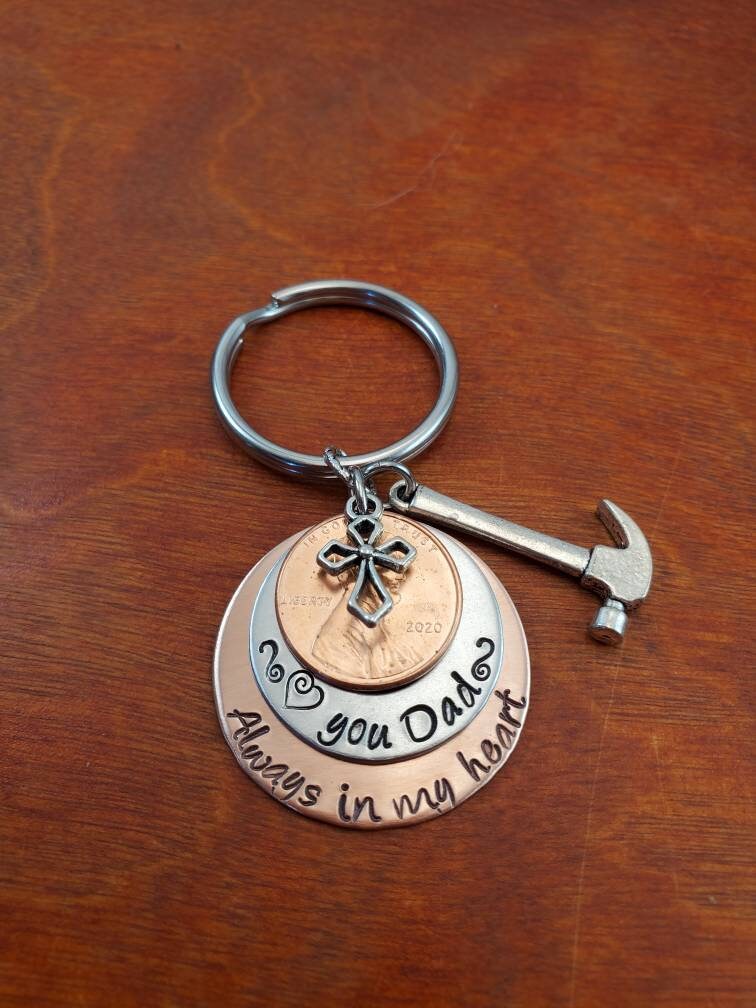 Penny Remembrance Key Chain Always in My Heart Memorial | Etsy