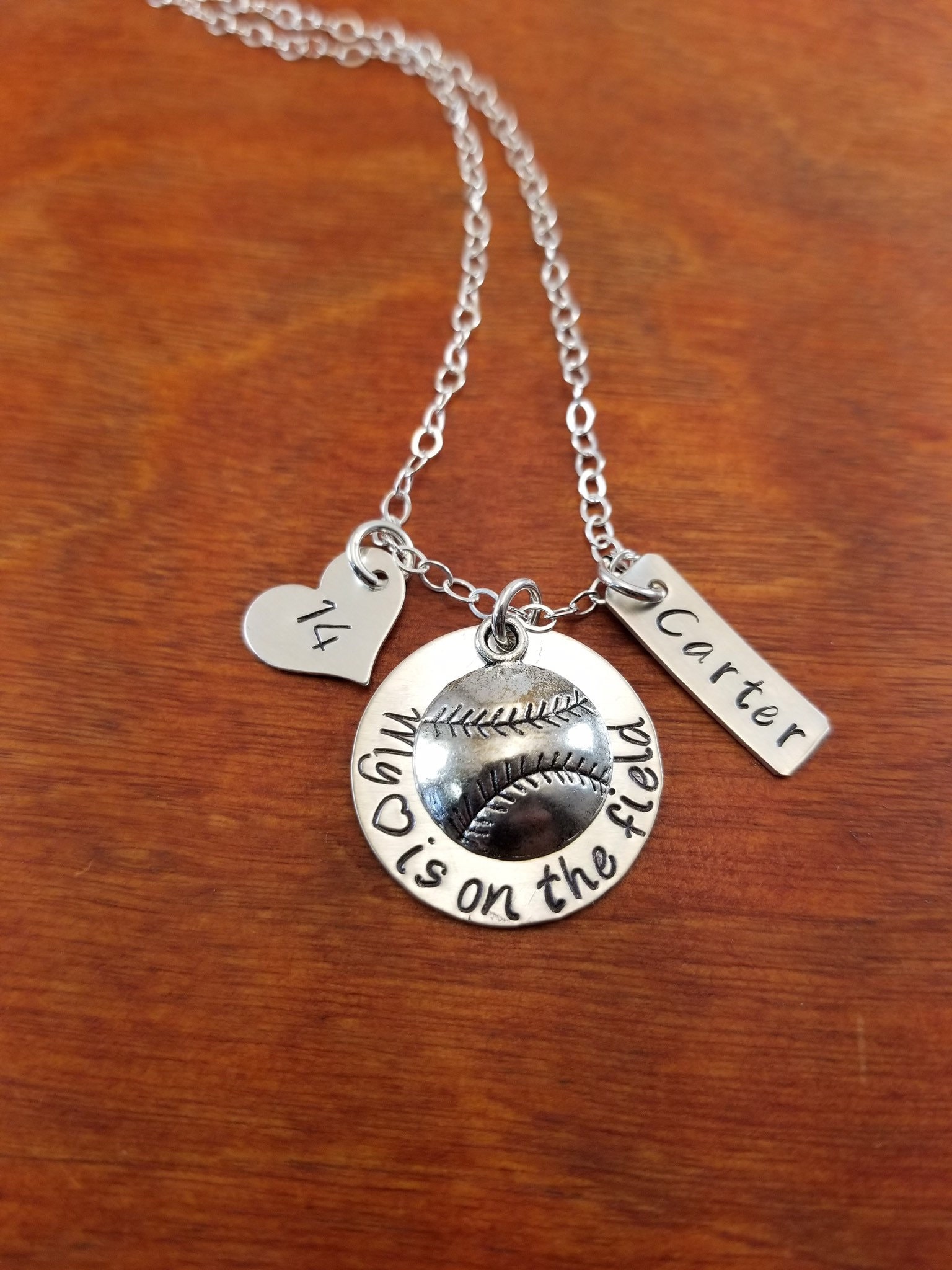 Sports Decor Baseball Leather Ball And Wooden Necklace Personalized Engraved Heart Custom Gift Pendant-Valentines Day Love Sports Decor Baseball Leather Ball And Wooden Necklace Personalized Engraved Heart Custom Gift Pendant-Valentines Day Love