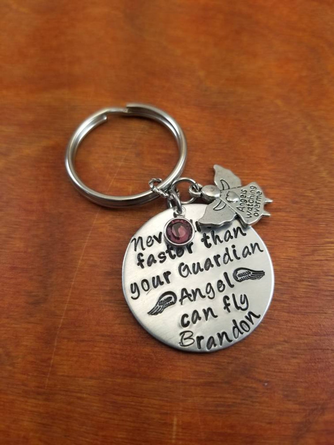 Guardian Angel New Driver Key Chain Personalized Hand Stamped Etsy