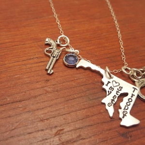 Maryland Law Enforcement wife necklace, State Trooper, Police, MDSP, thin blue line, keep him safe, my hero, LEO, Hand stamped personalized