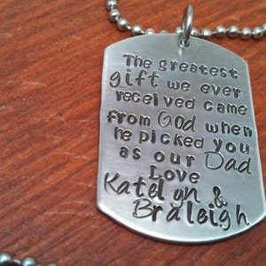 Personalizzato-mano timbrato-alluminio cane tag-papà collana-Padre giorno regalo-regalo da Dio-più grande regalo-nonno regalo-papà regalo-Nuovo papà regalo