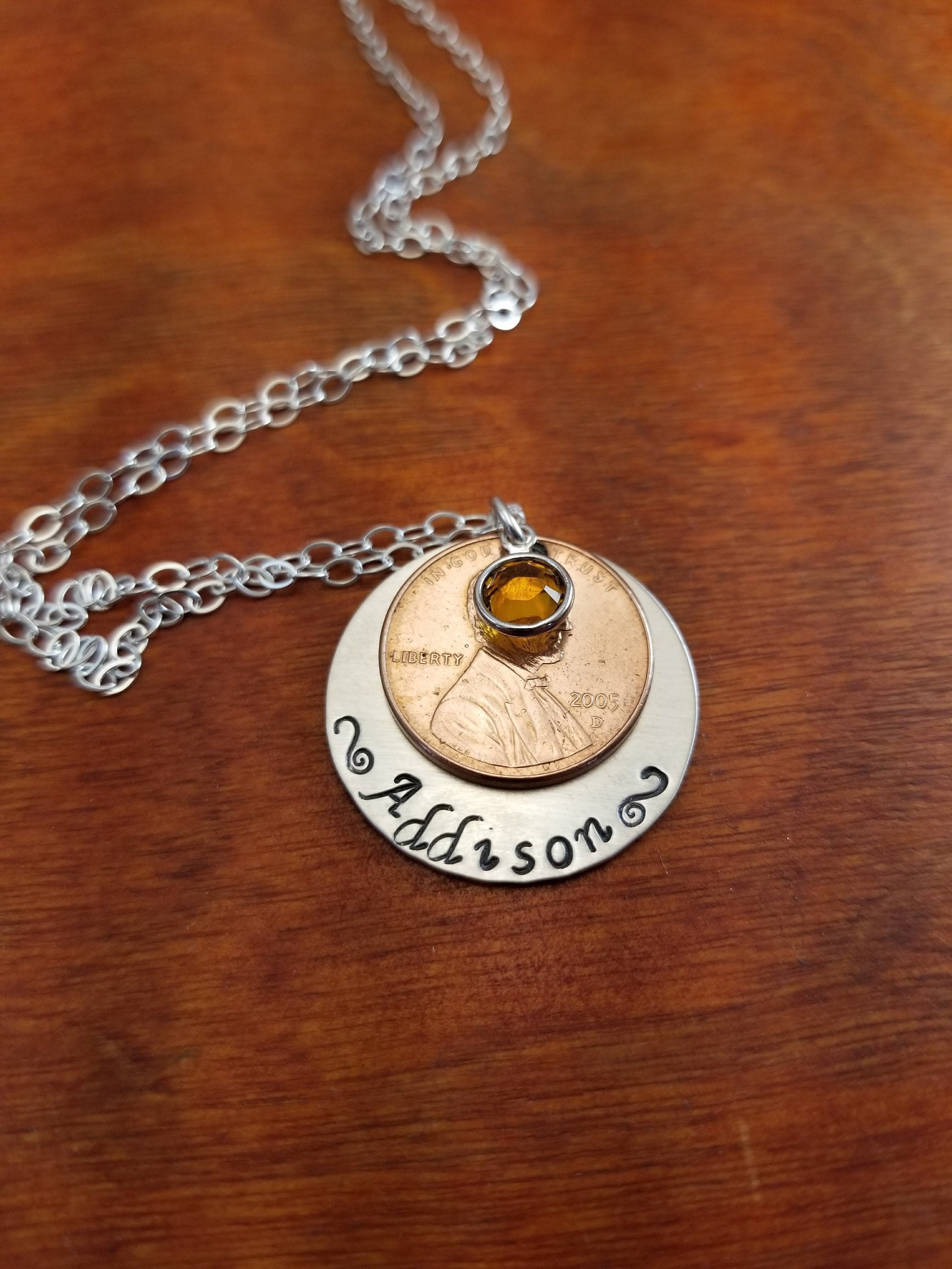Collana Penny personalizzata dell'anno di nascita